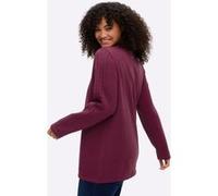 Sheego Pullover mit tiefem V-Ausschnitt und Ösenverzierung 56/58 bordeaux
