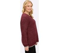 Rundhalspullover SHEEGO "Pullover", Damen, Gr. 48/50, burgund, 96% Polyester, 4% metallisierte Fasern, unifarben, Pullover Rundhalspullover (70025457-48) burgund