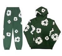 Pullover Cartoon-Hai-Druck Rundhals Passend Langarm Oversize Pullover Top Harajuku Hip Hop Lockerer Strick Jumper, Grünes Set, Medium