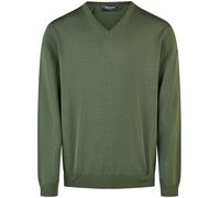 Pullover - Classic Fit - V-Ausschnitt - Merinowolle - grün MAERZ Muenchen