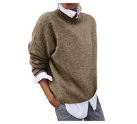 Pullover Damen 2 in 1 Optik, Langarmshirt Elegante Strickpullover Freizeit Winterpullover Sweatshirt Casual Rundhals Langarm Longshirt Tunika Top Shirt Lang Pulli Winterpulli Sweater Lässige Lose