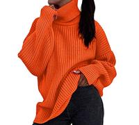 Pullover Damen Einfarbig Rollkragenpullover Lässiges Strickpullover Oversize Winterpullover Damen Winter Rollkragen Longpullover Für Damen Warm Pulli Oversize Oberteil Jumper