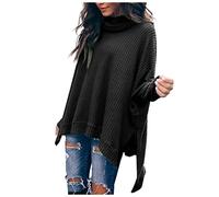 Pullover Damen Elegant Pulli Vorne Kurz Hinten Lang Pullunder Rollkragen Pullover übergröße Damen Pulli Winter Warm Strickpullover Frauen Feinstrick Lose Casual Oberteil Asymmetrisch