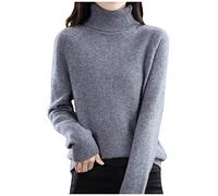 Pullover Damen Elegant, Rollkragenpullover Damen Casual Gestrickt Pulli Langarm Grobstrickpullover Lose Beiläufige Sweatshirts Rollkragenpullover Damen Baumwolle Für Winter Ribbed Strick Tops