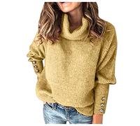 Pullover Damen Elegant - Strickpullover Damen Stehkragen- Rollkragenpullover Damen Strick Locker Große Größen Pulli Langarm Gestrickte Shirt Tops Strickpulli Einfarbig Oberteile Sweater für Frauen