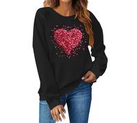 Pullover Damen ElegantDamen Pullover mit Herzen Valentinstag Oberteile Klassisch Liebe Muster Valentinstag Sweatshirt Langarmshirt Rundhals Pullover Pulli Shirt Cute Herz Print Valentinstag Tops
