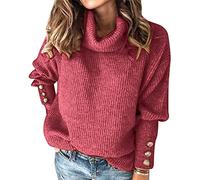 Pullover Damen Herbst, Strickpullover Sweater Rollkragen Pullover Kuscheliger Jumper Strick Pulli Sweatshirt Hoher Kragen Pullover Langarm Elegante Winterpullover