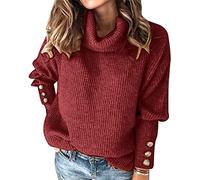 Pullover Damen Herbst, Strickpullover Sweater Rollkragen Pullover Kuscheliger Jumper Strick Pulli Sweatshirt Hoher Kragen Pullover Langarm Elegante Winterpullover