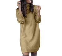 Pullover Damen Herbst Winter, Sweater Herbstkleid Elegant Midi Rollkragen Strickkleider Samtkleid Crewneck Kaschmir Winterkleider Rollkragenpullover Oversize A Linie Strickkleid