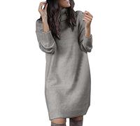 Pullover Damen Herbst Winter, Sweater Herbstkleid Elegant Midi Rollkragen Strickkleider Samtkleid Crewneck Kaschmir Winterkleider Rollkragenpullover Oversize A Linie Strickkleid