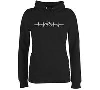 Pullover Damen Hoodie Frauen - Fahrzeuge - Herzschlag Fahrrad I Rad Geschenke Mountainbiker Geschenk I Fahrradfahrer I - S - Schwarz - männertagsgeschenke mtb hoddys fahrzeug bike pulli flugzeugen