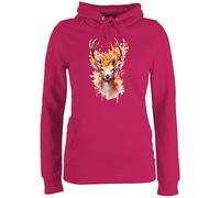 Pullover Damen Hoodie Frauen - Kompatibel mit Oktoberfest - Geschenk Hirsch Geweih I Hirschgeweih I Hirschmotiv Geschenk Jäger I Jägerin I Jagd - XS - Fuchsia - trachtenhoody bayrische pulli