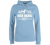 Pullover Damen Hoodie Frauen - Skiurlaub Apres Ski - Der Berg ruft - S - Hellblau - geschenkideen für wanderer party outfit skifahrer ruf fun-kapuzenpullover damen,der kapuzenpullover skioutfit