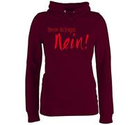 Pullover Damen Hoodie Frauen - Sprüche Statement - Bevor du fragst Nein! I Frag nicht Nö Nee - XL - Burgundrot - lustige sweater statement-pullover mit aufschrift no pulli statements nein hoodies
