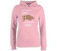 Pullover Damen Hoodie Frauen - Sprüche Statement - Mein Bauch schreit Kekse! Faultier - M - Hellrosa - freunschaftspullover statement-pullover mit aufschrift kekse pulli sport statements sloth