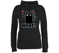 Pullover Damen Hoodie Frauen - Sprüche Statement - Mörder Katze - S - Schwarz - statement-pullover halloween cat fun-kapuzenpullover haloween katzen hoddis helloween paw paw madafakers damenpullis