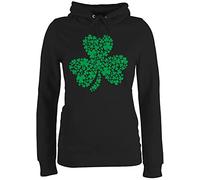 Pullover Damen Hoodie Frauen - St. Patricks Day - Dreiblättriges Kleeblatt Shamrock - M - Schwarz - irish outfit st patrick's sankt for a pullis st.patricks paddys irisch hoodies saint irische