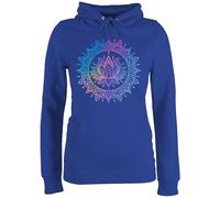 Pullover Damen Hoodie Frauen - Yoga - Mandala Lotusblume I Spirituelle Meditation I Pilates Lotus Entspannung - M - Royalblau - joga wellness geschenke spirituell fans lotusblüte für blume alles