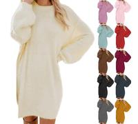 Pullover Damen Komfortabel Weich Strickkleid Damenpullover Winddicht Wärmend Pulloverkleid Pullover Langarm Oversize Sweatshirt Strickpullover Herbst Elegant Longpullover