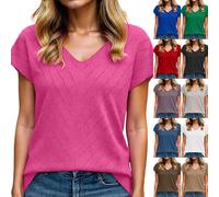 Pullover Damen Kurzarm V Ausschnitt Leicht Wolle Blended Strickpullover Fühling Sommer Pulli Trendige Strand-T-Shirts#01