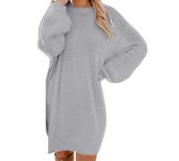 Pullover Damen Longpullover Damen Oversize Sweatshirt-Kleid Lose Langarm Winterkleid mit Fledermaus, Warme Pulloverkleid SchöNe Pullis BeiläUfige Rundhals Elegante Pullover Modische Shirtkleid