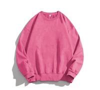 Pullover Damen Oversize Ausgewaschene Hoodie Y2K Vintage Basic Sweatshirt Damen ohne Kapuze Used-Look Übergangspulli Retro Bequem Langarmshirt Outdoor Top Longshirt