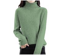 Pullover Damen Rollkragenpullover Basic Baumwoll Einfarbig Strickpullover Leicht Gestrickte Pulli Dünn Herbst Winter Sweater Warm Winterpullover Wollpullover Kaschmir Sweater Strickpulli