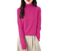 Pullover Damen Rollkragenpullover Basic Baumwoll Einfarbig Strickpullover Leicht Gestrickte Pulli Dünn Herbst Winter Sweater Warm Winterpullover Wollpullover Kaschmir Sweater Strickpulli