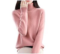 Pullover Damen Rollkragenpullover, Damen Pullover Rollkragen Langarm Strickpullover Lässiges Stricken Pulli Grobstrickpullover Oberteile Casual Einfarbig Langer Pullover Warmer Pullover