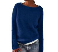 Pullover Damen Rundhals Merinowolle Pulli Loose Fit Sweater Feinstrick Strickpullover Kaschmir Gestrickter Winterpullover Langarm Pullover Basic Wollpullover Elegant Strickpulli