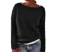 Pullover Damen Rundhals Merinowolle Pulli Loose Fit Sweater Feinstrick Strickpullover Kaschmir Gestrickter Winterpullover Langarm Pullover Basic Wollpullover Elegant Strickpulli