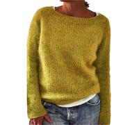 Pullover Damen Rundhals Merinowolle Pulli Loose Fit Sweater Feinstrick Strickpullover Kaschmir Gestrickter Winterpullover Langarm Pullover Basic Wollpullover Elegant Strickpulli