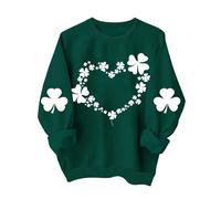 Pullover Damen St. Patrick's Day Sweatshirt Lucky Kleeblatt Druck Oberteile Irischer Festliche Langarmshirt Irish Rundhals Bluse Liebedrucken Langarm T-Shirt Festival Costume Pulli XS-XL