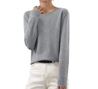 Pullover Damen Strickpullover Basic Baumwoll Einfarbig Strickpulli Leicht Gestrickte Pulli Dünn Herbst Winter Sweater Warm Winterpullover Wollpullover Rundhal/V-Ausschnitt Kaschmir Sweater