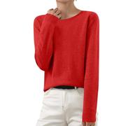 Pullover Damen Strickpullover Basic Baumwoll Einfarbig Strickpulli Leicht Gestrickte Pulli Dünn Herbst Winter Sweater Warm Winterpullover Wollpullover Rundhal/V-Ausschnitt Kaschmir Sweater