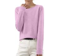 Pullover Damen Strickpullover Basic Baumwoll Einfarbig Strickpulli Leicht Gestrickte Pulli Dünn Herbst Winter Sweater Warm Winterpullover Wollpullover Rundhal/V-Ausschnitt Kaschmir Sweater
