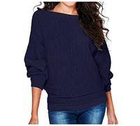 Pullover Damen Stricktop- Strickpullover Damen Fledermausärmel,Langarmshirt Damen Gerippter Gestrickte T-Shirt Langarm Oberteile Elegant Bluse Tunika Große Größen Top Pulli Sweatshirts für Frauen