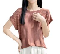 Pullover Damen T Shirt Rundhals Flügelärmeln Oberteile Casual Struktur Bluse Pullover Kurzarm Kaschmirimitat Elegant Frühling Sweatshirt Oberteil Bluse Rundhals