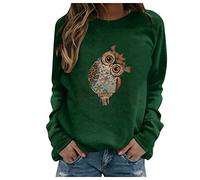 Pullover Damen Tier Drucken Teenager MäDchen Sweatshirt Mit Eulen Muster Langarmshirt Herbst Winter Rundhals Langarm Shirts Pulli Bluse Tops Jumper Owl Print Sweater Oberteile