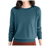 Pullover Damen Winter Elegant Basic Rundhals Strickpullover Casual Damenpullover Langarm Kuschelpullover Warmer Freizeit Pulli Blusen Langarmshirt Thermoshirts Feinstrickpullover Grau Pink 3xl 4xl Xxl