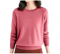 Pullover Damen Winter Elegant Basic Rundhals Strickpullover Casual Damenpullover Langarm Kuschelpullover Warmer Freizeit Pulli Blusen Langarmshirt Thermoshirts Feinstrickpullover Grau Pink 3xl 4xl Xxl