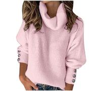 Pullover Damen Winter Elegant Langarmshirt Casual Lose Strickpullover Oberteile Strickpulli Sweater Rollkragenshirt Rollkragenpullover Damen Baumwolle Winter Rollkragenpullover Strickpullover