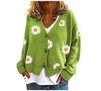 Pullover Damen Winter Frauen Casual Lose Erdbeere Stickerei Dicken Teig Einreiher Stricken Pullover Mantel Strickjacke Taillierter Mantel Damen