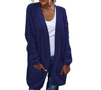 Pullover für Damen, Damen Grob Gestrickt Strickjacke mit Taschen Casual Lose Lange Ärmel Pullover Outwear Frauen Herbst Warme Strick Mantel