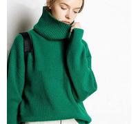 Pullover Für Damen,Damen Kaschmir Rollkragenpullover Herbst Und Winter Warmer Lässiger Lockerer Oversize Pullover, Modisches Strickstretch Top, Reine Farbe Lässig Eleganter Straßenpullover,Schw