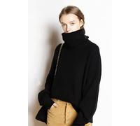 Pullover Für Damen,Damen Kaschmir Rollkragenpullover Herbst Und Winter Warmer Lässiger Lockerer Oversize Pullover, Modisches Strickstretch Top, Reine Farbe Lässig Eleganter Straßenpullover,Schw