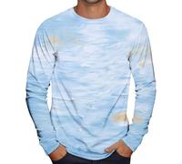 Pullover Für Herren Oktoberfest Hemd Skiunterwäsche Business Batik Druck Basic Shirt Langarm Rundhals T-Shirt Frühling Herbst Sport T (Royal Blue, L)