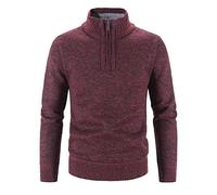 Pullover für Herren, Rollkragen Half Zip Pullover Herren Vintage Slim Fit Solid Ohne Kapuze Casual Sweater Herren Herbst Winter Warm Soft Einfach Bequem Quarter Zip Pullover mit Kragen Herren
