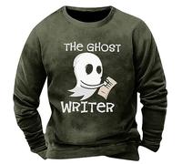 Pullover Für Herren Rundhals Pulli Sweatshirts Für Herren Vintage Druck Top Herren T Shirt Entspannte Passform Herren Hoodie Baggy Sweaters Freizeit Unterhemden Thermo Oberteil(3-Dark Green,M)