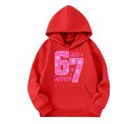 Pullover für Jungen und Mädchen, 67, mit Zahlenmuster, Tunika, Tops, lässig, klassisch, Sechs Sieben, langärmelig, Retro, festlich, für den Alltag, rot, 7-8 Years